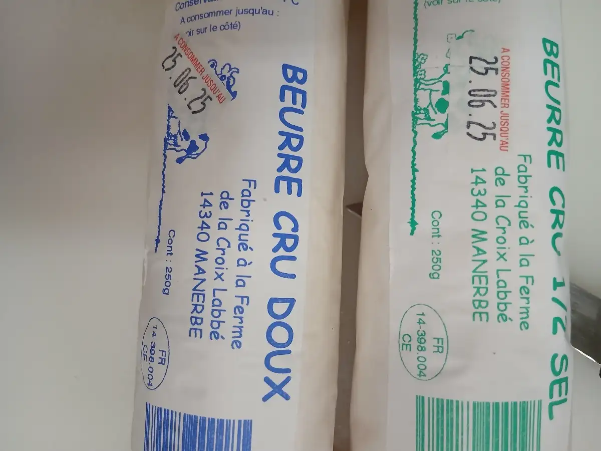 Le beurre fermier 250g doux ou 1/2 sel
